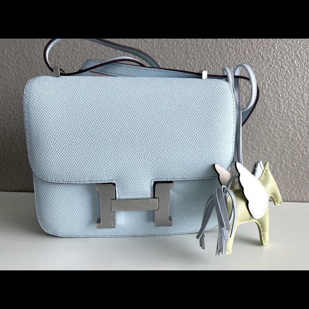 SOLD Mini Constance 18 Bleu Brume Epson Hermès bag - Picture 1 of 15